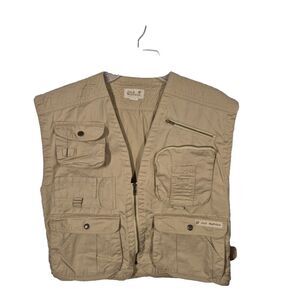Jack Wolfskin Vest Mens 42 Brown Born to be Wild Outdoor MultiPocket Hunting VTG